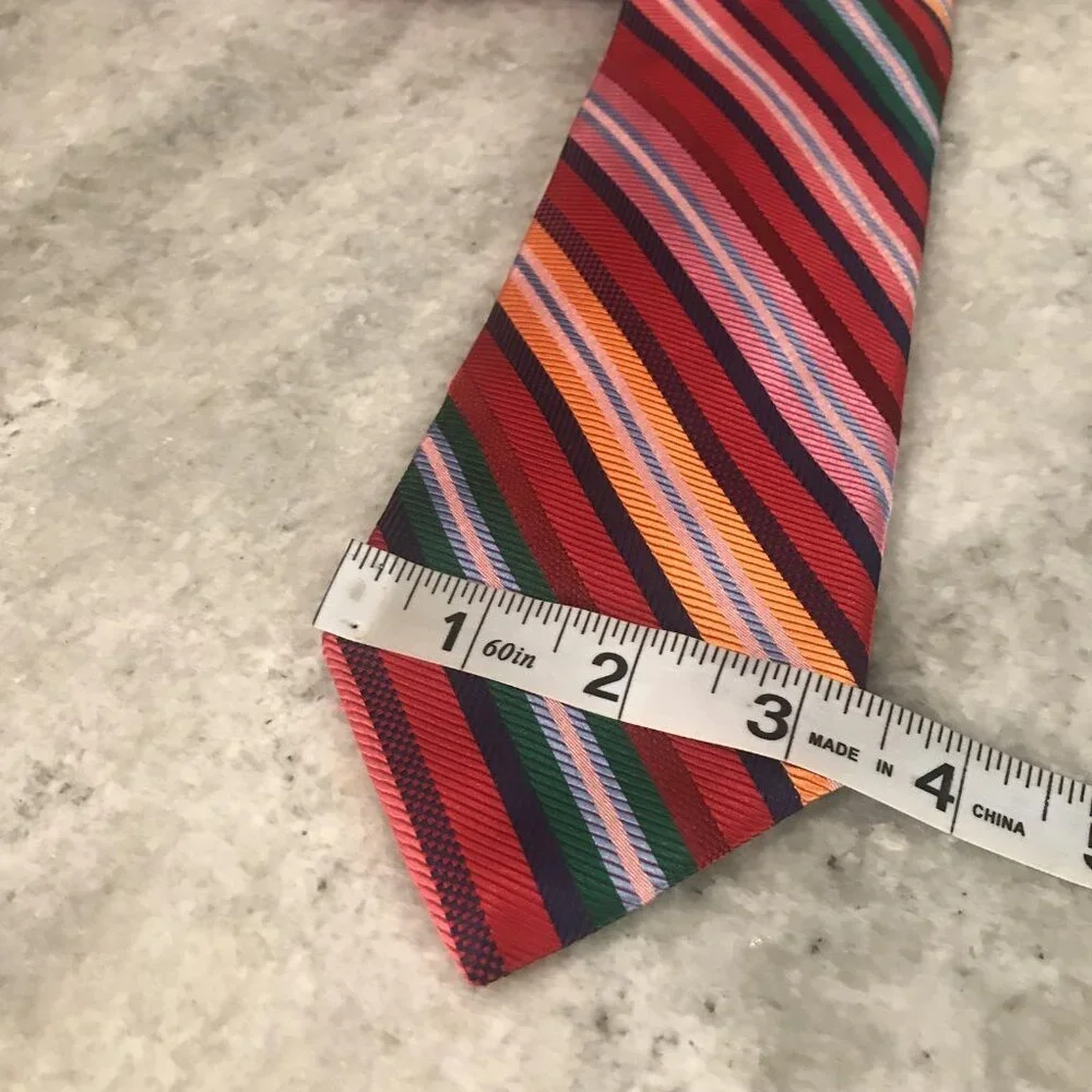 Altea‎ Milano Tie Mens Multicolor Striped Silk Handmade Italy Bold Formal 3x59in